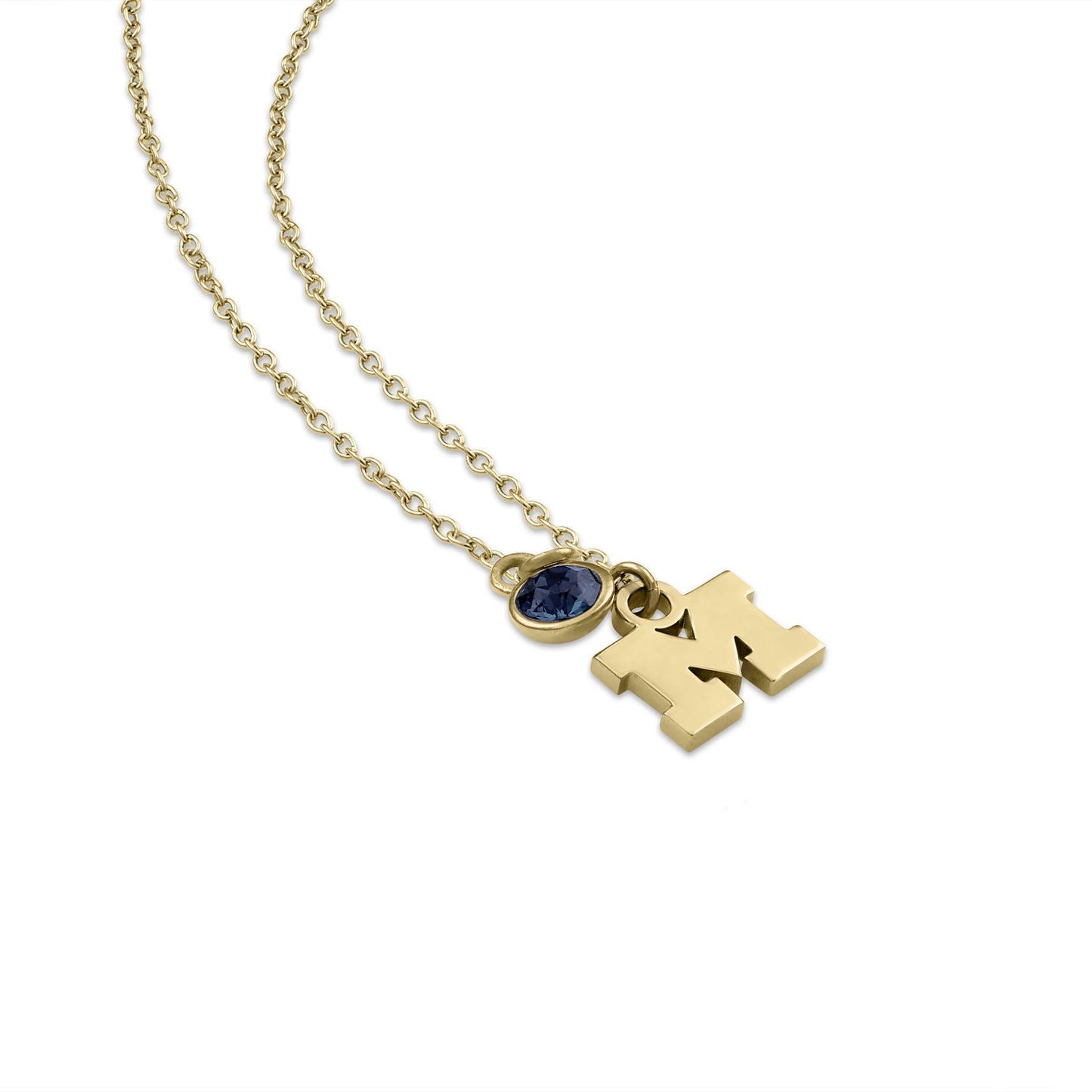UM Wolverines Necklace Block M with Crystal