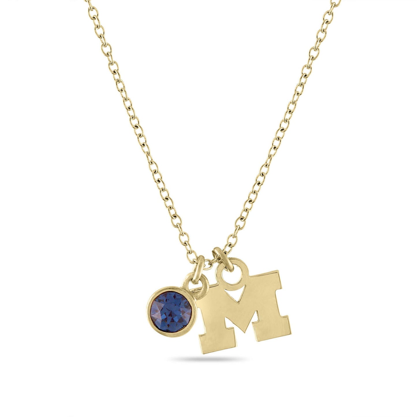 UM Wolverines Necklace Block M with Crystal