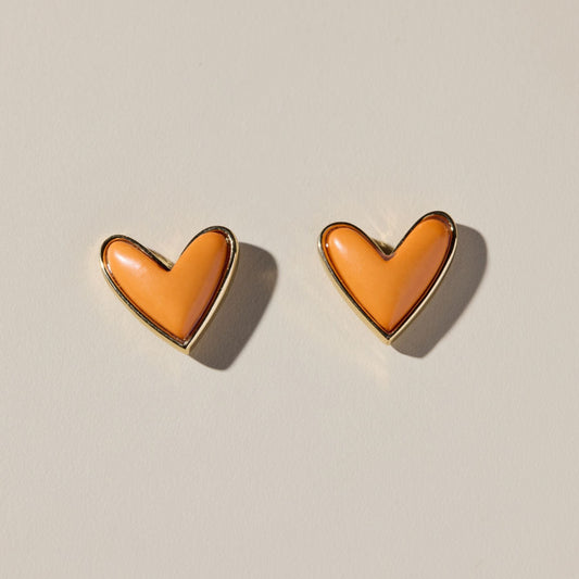 Orange Stone Sweetheart Studs