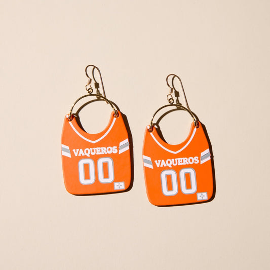 Orange Vaqueros UTRGV Football Jersey Earrings