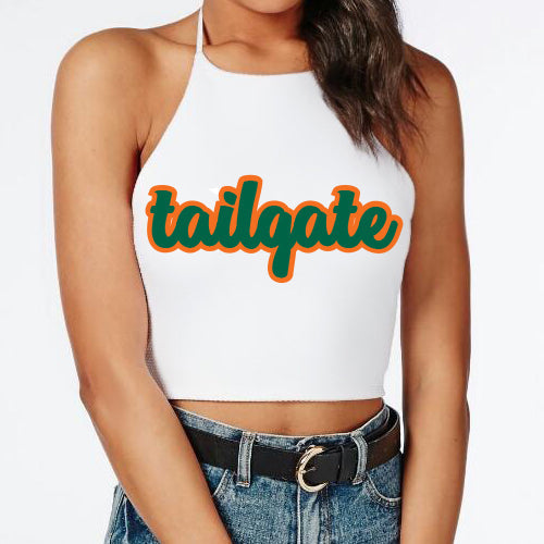Green & Orange Tailgate Halter Top