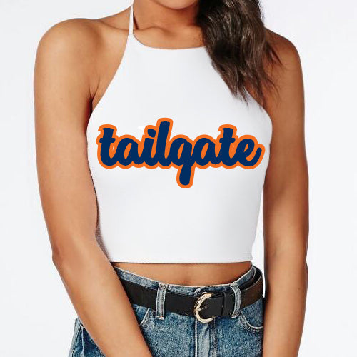 Navy & Orange Tailgate Halter Top