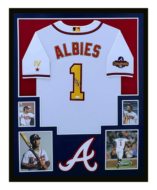 Ozzie Albies Autographed Jersey Framed Atlanta Braves 35x43 JSA COA