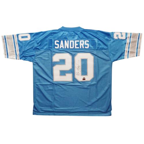 Barry Sanders Autographed Detroit Lions (Blue #20) Mitchell and Ness Jersey