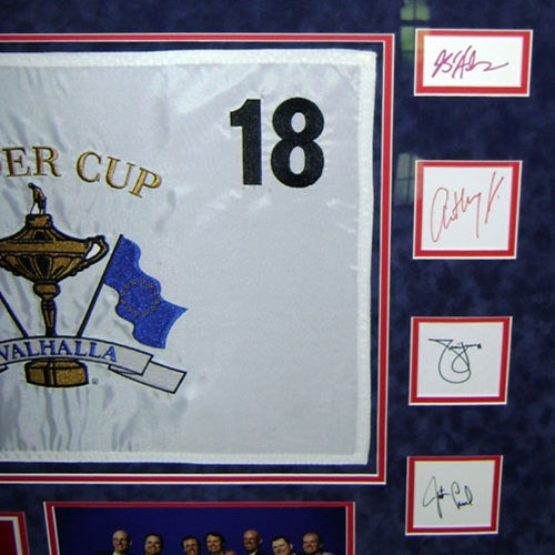 2008 Ryder Cup Team USA Signed Deluxe Framed Piece with Flag, Program, Photo - Azinger and 12 Team Member Signatures