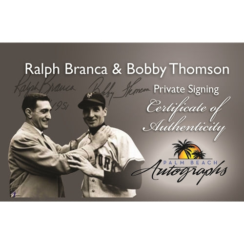 Ralph Branca And Bobby Thomson Dual Autographed "Shot" (Horizontal Dotted Line) Deluxe Framed 8x10 Photo