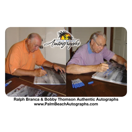 Ralph Branca and Bobby Thomson Dual Autographed "Shot" (Horizontal Dotted Line) Deluxe Framed 16x20 Photo w/ Inscription, Date