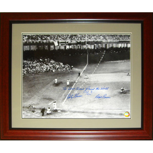 Ralph Branca and Bobby Thomson Dual Autographed "Shot" (Horizontal Dotted Line) Deluxe Framed 16x20 Photo w/ Inscription, Date