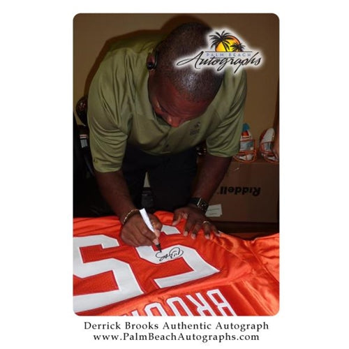 Derrick Brooks Autographed Tampa Bay (Orange Throwback #55) Custom Jersey w/ "HOF 14" - Beckett