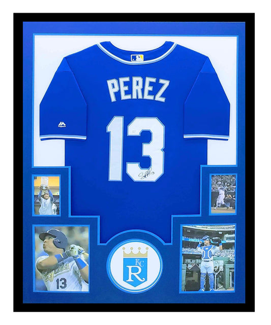 Salvador Perez Autographed Jersey Framed Royals JSA 35x43 JSA COA