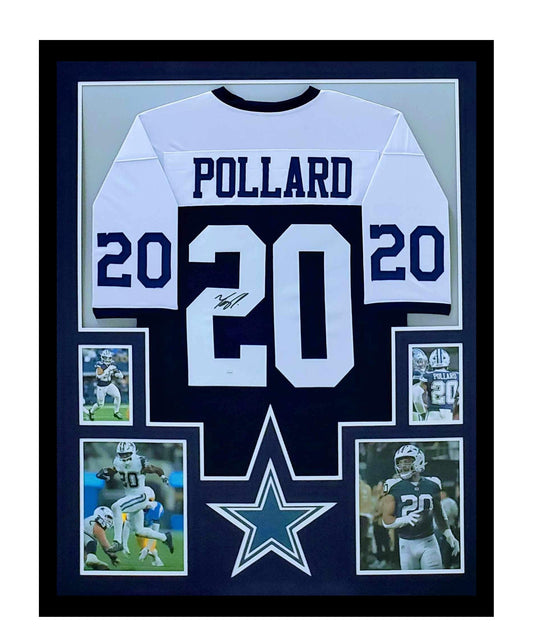 Tony Pollard Autographed Dallas Cowboys Jersey Framed 35x43 JSA COA