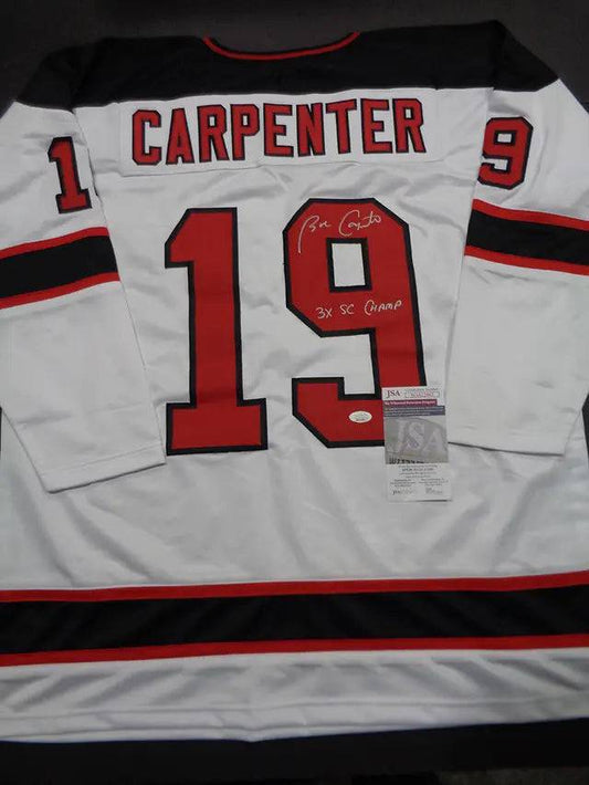 Bobby Carpenter New Jersey Devils Autographed & Inscribed Custom Hockey Style Jersey JSA W coa