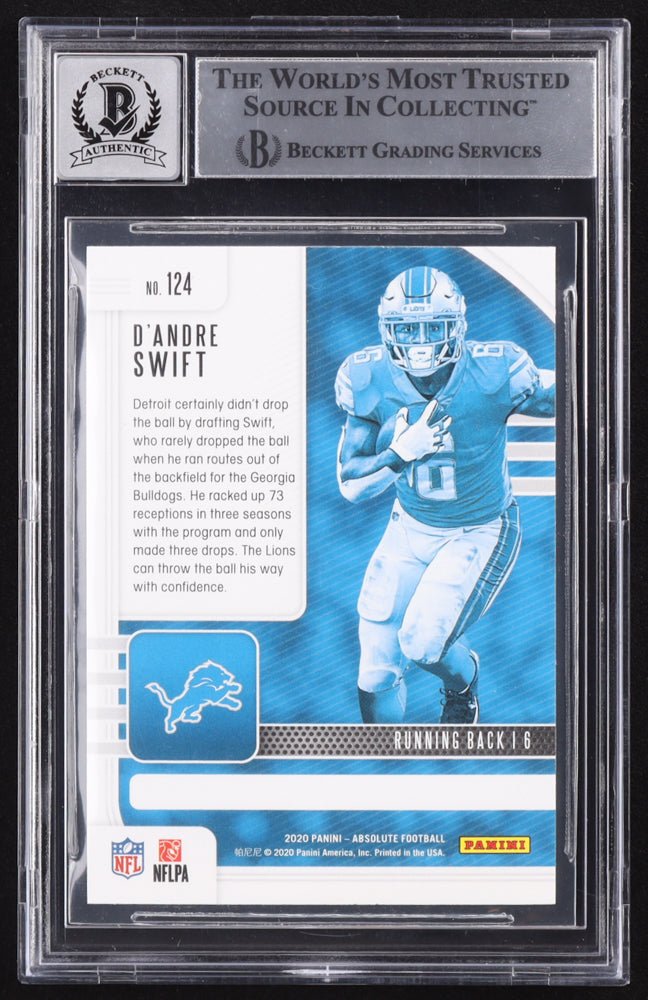 D'Andre Swift Signed 2020 Panini Absolute #124 RC (BGS) Beckett / Fanatics Witnessed