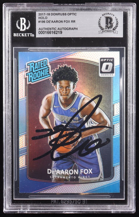 De'Aaron Fox Signed 2017-18 Donruss Optic Holo #196 RR RC (BGS)