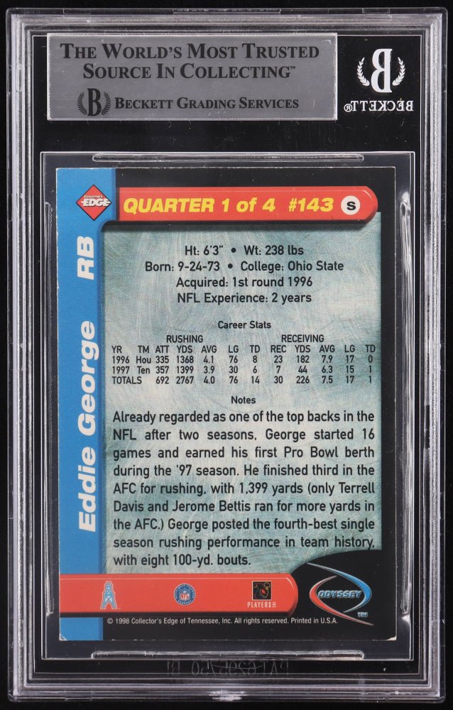 Eddie George Signed 1998 Collector's Edge Odyssey #143 (BGS)