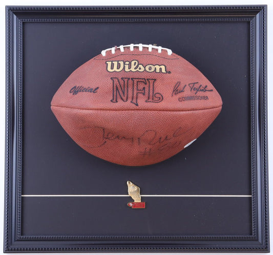 Jerry Rice Signed NFL Football Display with Pin (JSA)