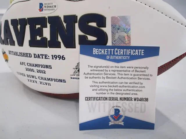 Mark Ingram of the Baltimore Ravens signed autographed logo football Beckett COA 138