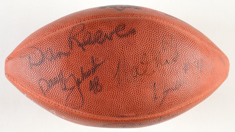 "Pro Football Greats" Super Bowl XXIX Logo Football With Acrylic Display Case Signed By (8) With Lynn Swann, Dan Reeves, Joe Greene, Daryl Johnston (PSA)