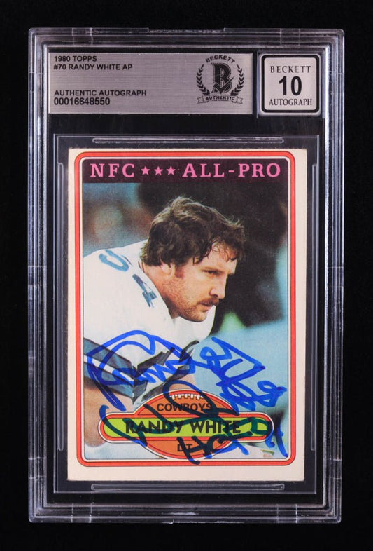 Randy White Signed 1980 Topps #70 AP Inscribed "HOF 94" (BGS | Auto 10)