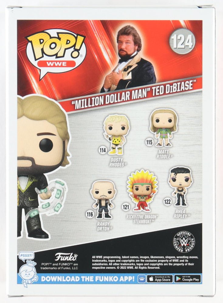 Ted DiBiase Signed "WWE" #124 "Million Dollar Man" Ted DiBiase Funko Pop! Vinyl Figure (JSA)