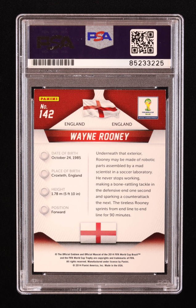 Wayne Rooney Signed 2014 Panini Prizm World Cup #142 (PSA)