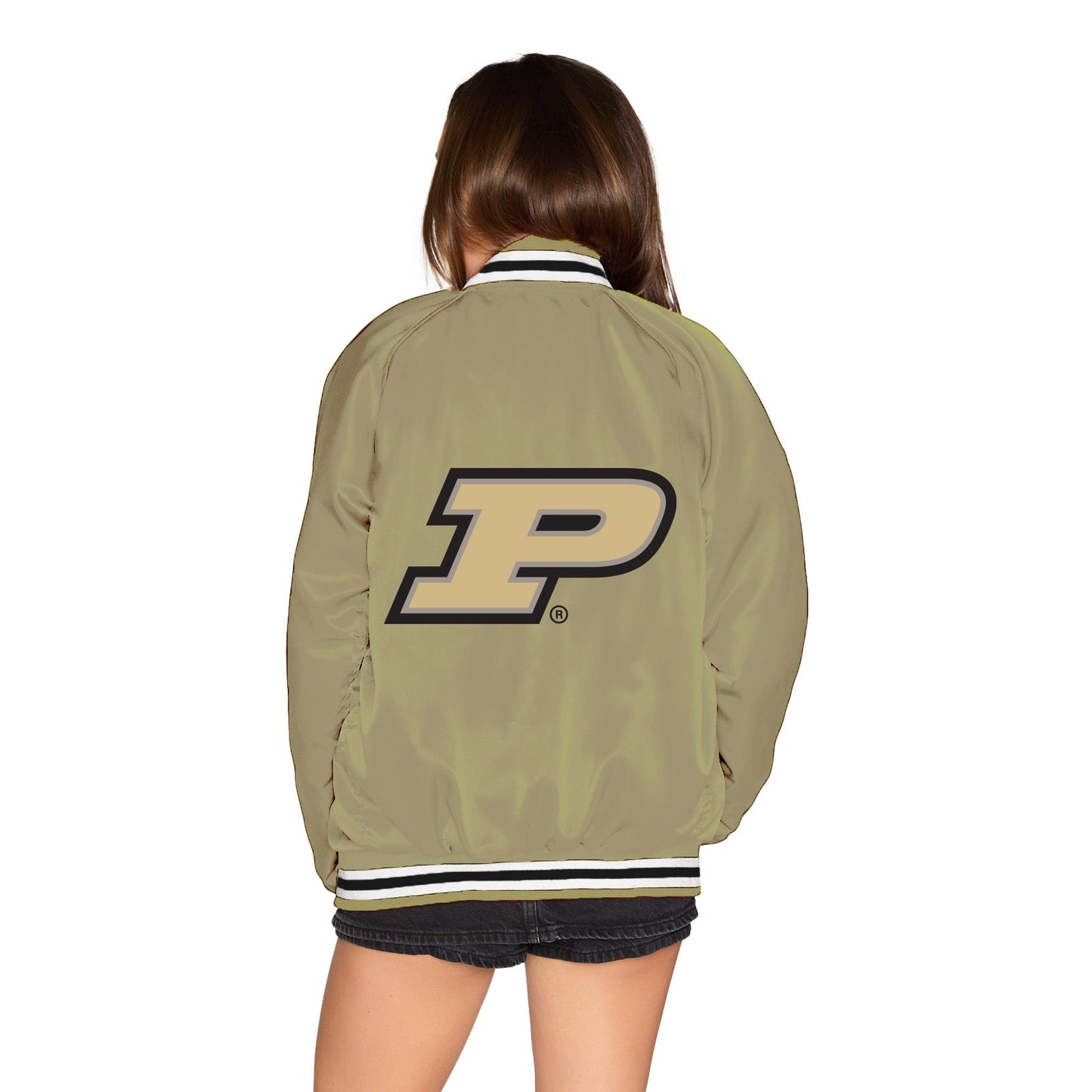 Purdue Satin Letterman Bomber Jacket