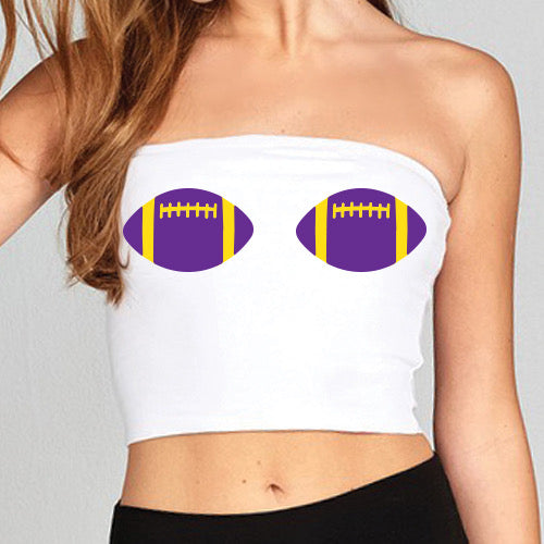Purple & Yellow Football Tube Top