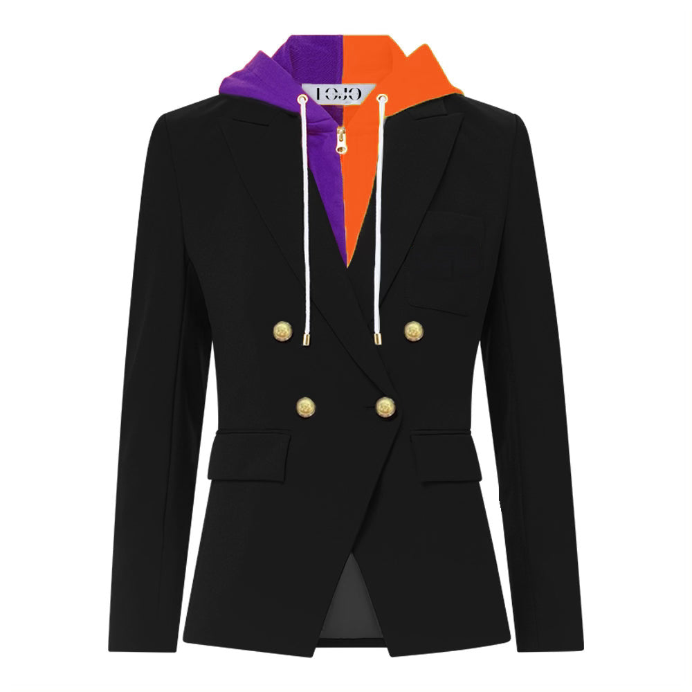 Purple & Orange Hooded Blazer Jacket