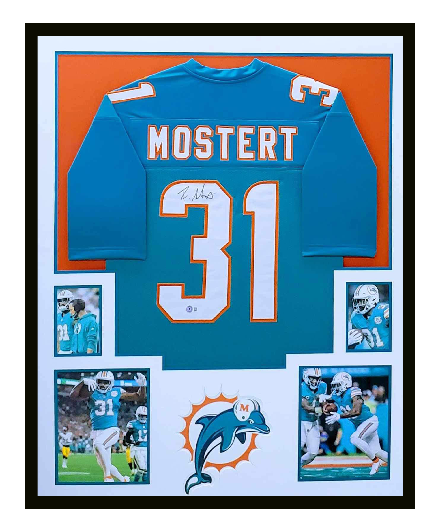 Raheem Mostert Autographed Miami Dolphins Jersey Framed 35x43 Beckett COA