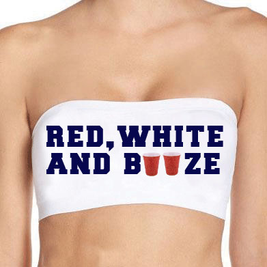 USA Red, White, and Booze White Bandeau Top