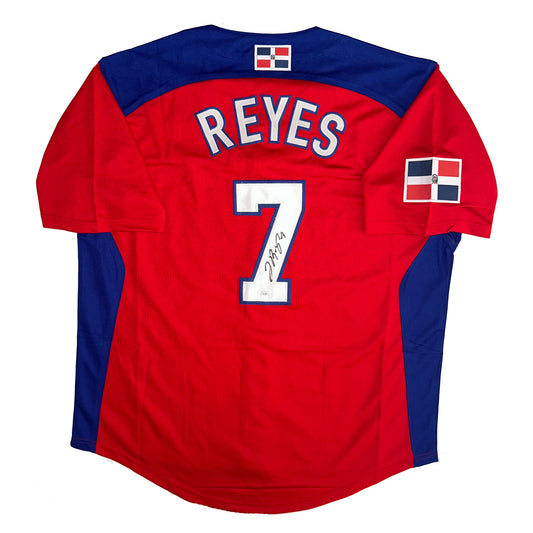 Jose Reyes Autographed Custom WBC Dominican Republic Red Jersey JSA COA