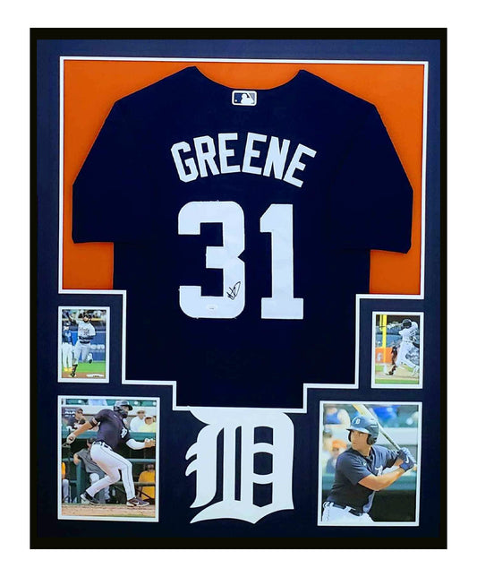 Riley Greene Autographed Framed Detroit Tigers Jersey 35x43 JSA COA