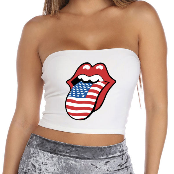 America Rock N Roll Tongue Tube Top