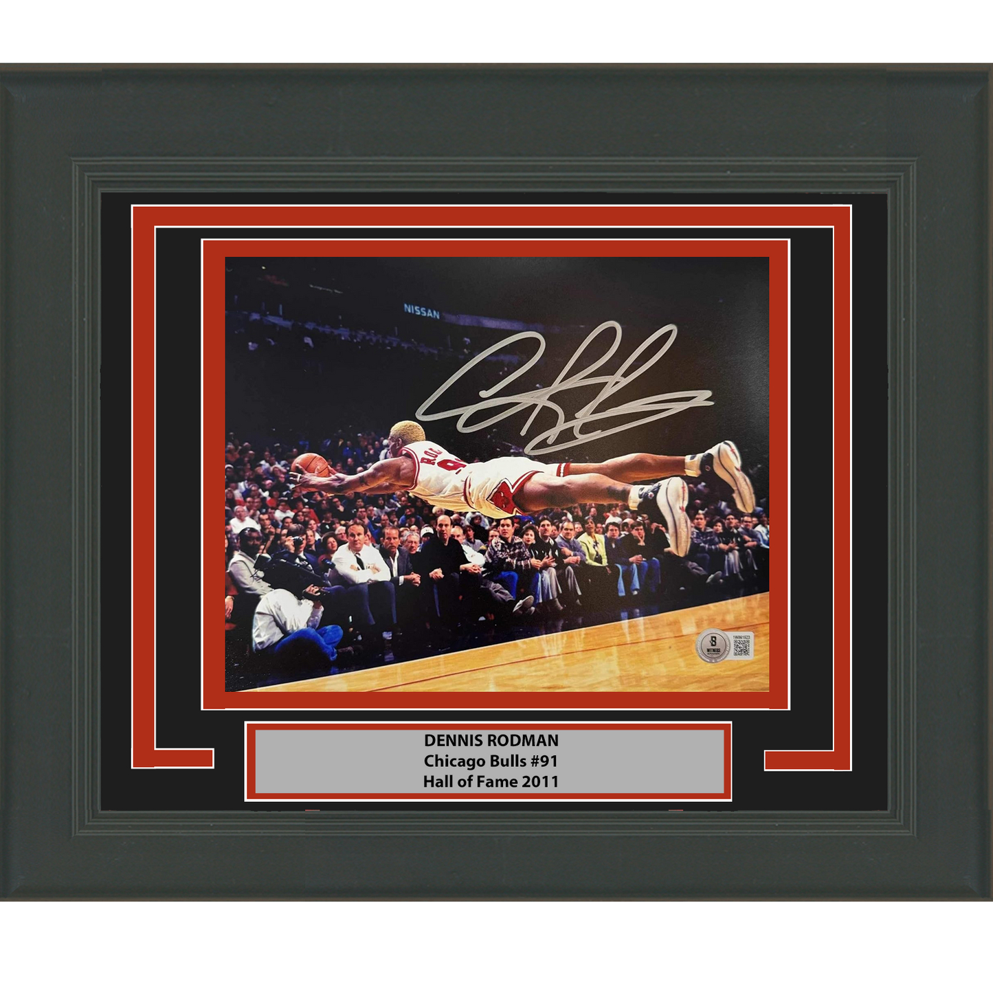 Framed Autographed/Signed Dennis Rodman Chicago Bulls 8x10 Basketball Photo Beckett BAS COA