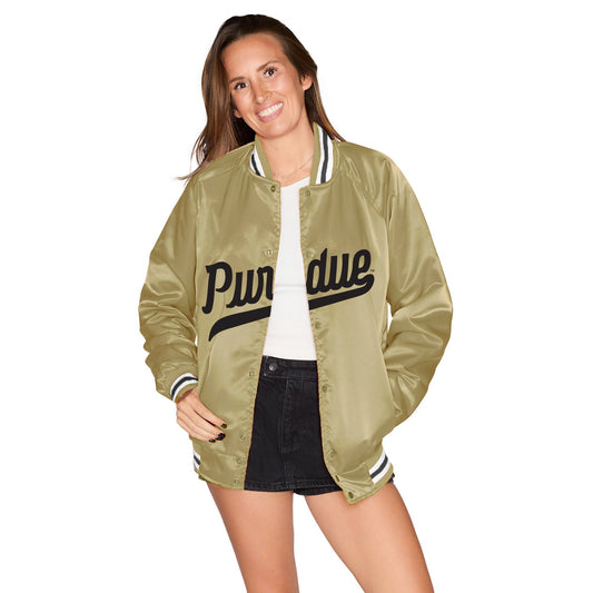 Purdue Satin Letterman Bomber Jacket