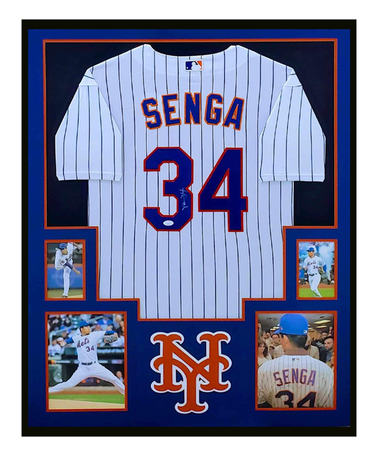 Kodai Senga Autographed Jersey Framed New York Mets 35x43 JSA COA