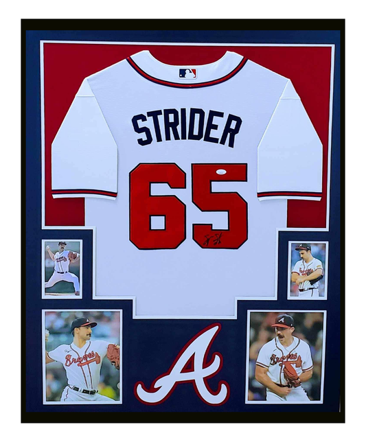 Spencer Strider Autographed Jersey Framed Atlanta Braves 35x43 JSA COA