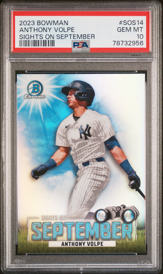 Graded 2023 Topps Bowman Anthony Volpe #SOS14 Sights on September Rookie RC Baseball Card PSA 10 Gem Mint