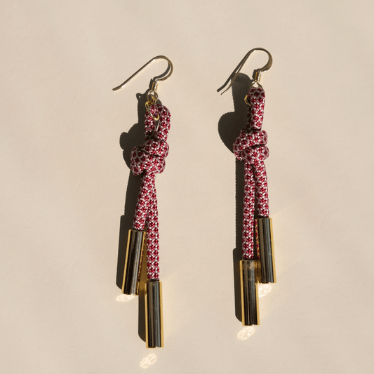 Maroon and White Denver Cord Earrings