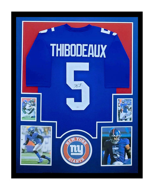 Kayvon Thibodeaux Autographed New York Giants Jersey Framed 35x43 JSA COA