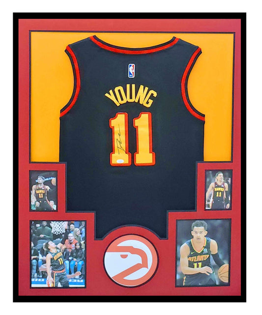 Trae Young Autographed Framed Jersey Atlanta Hawks 35x43 JSA COA