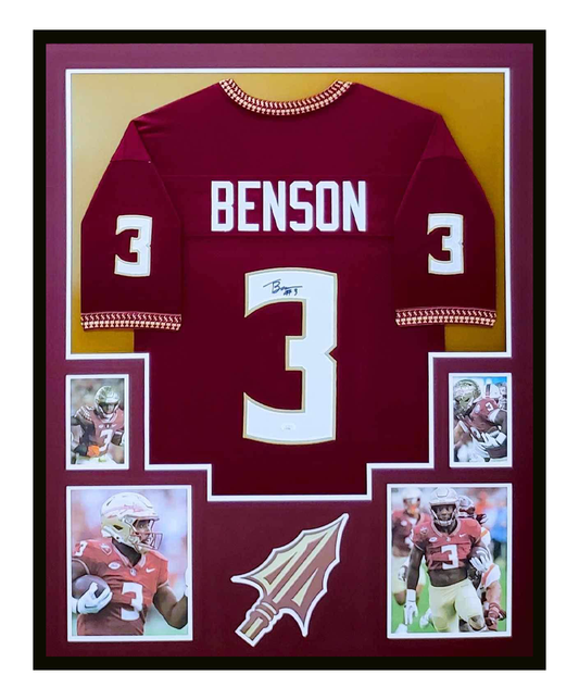 Trey Benson Autographed FSU Florida State Seminoles Jersey Framed 35x43 JSA COA