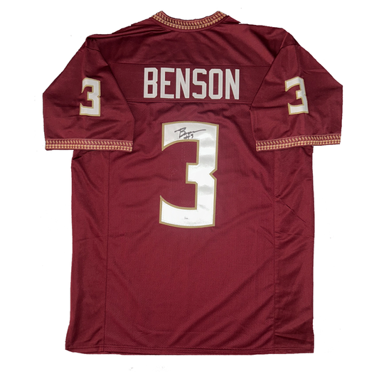 Trey Benson Autographed Custom Florida State Seminoles Garnett Jersey JSA COA