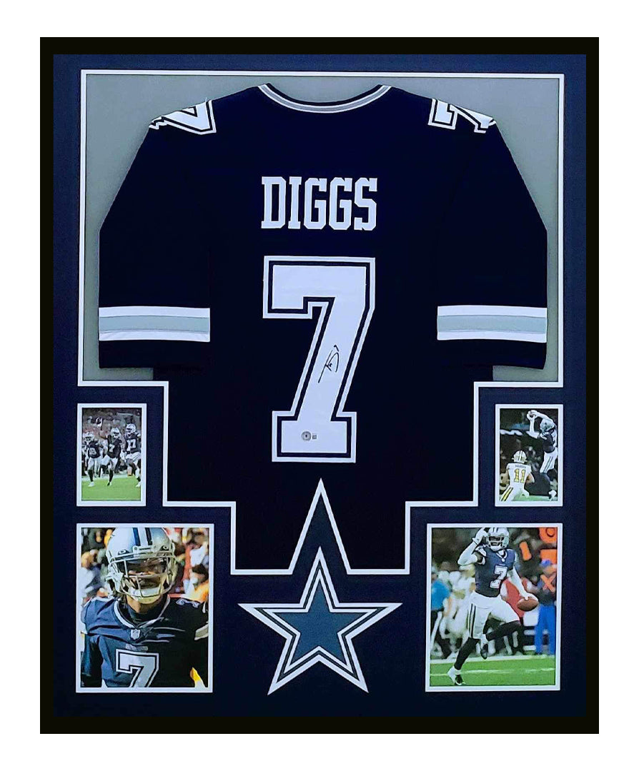 Trevon Diggs Autographed Dallas Cowboys Jersey Framed 35x43 JSA COA