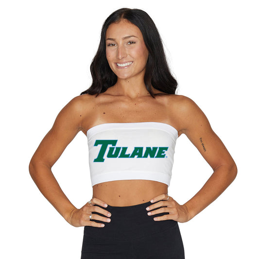 Tulane White Bandeau Top