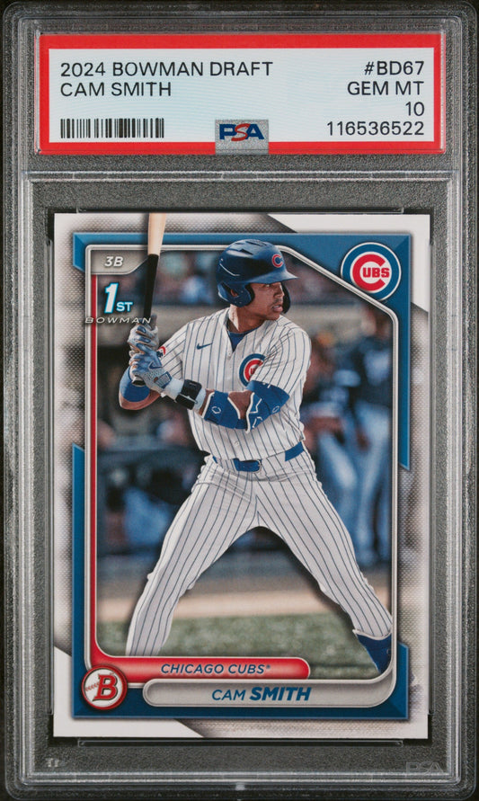 Graded 2024 Topps Bowman Draft Cam Smith #BD67 Rookie RC Baseball Card PSA 10 Gem Mint