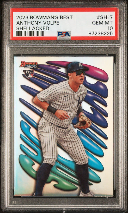 Graded 2023 Topps Bowmans Best Anthony Volpe #SH17 Shellacked Rookie RC Baseball Card PSA 10 Gem Mint
