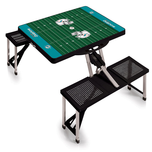 Miami Dolphins Football Field - Picnic Table Portable Folding Table with Seats