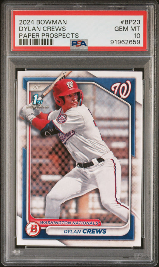 Graded 2024 Topps Bowman Dylan Crews #BP23 Paper Prospects Rookie RC Baseball Card PSA 10 Gem Mint