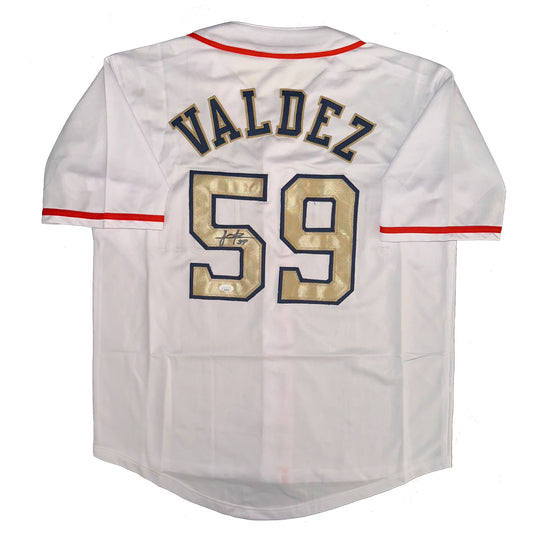 Framber Valdez Autographed Houston Astros Gold Champion Pro Style Jersey JSA COA